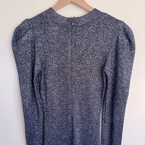 SACHIN & BABI Metallic Blue Long Sleeve Knee Length Occassion Dress Womens Small - Picture 11 of 12